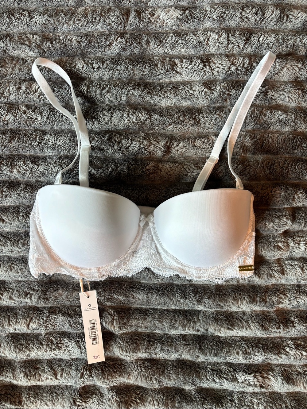 NWT Adore Me White Lace Balconette Bra - Women Intimates & Sleepwear 32C